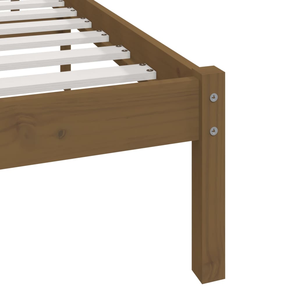 Cadre de lit sans matelas marron miel bois pin massif 200x200cm - XIOS