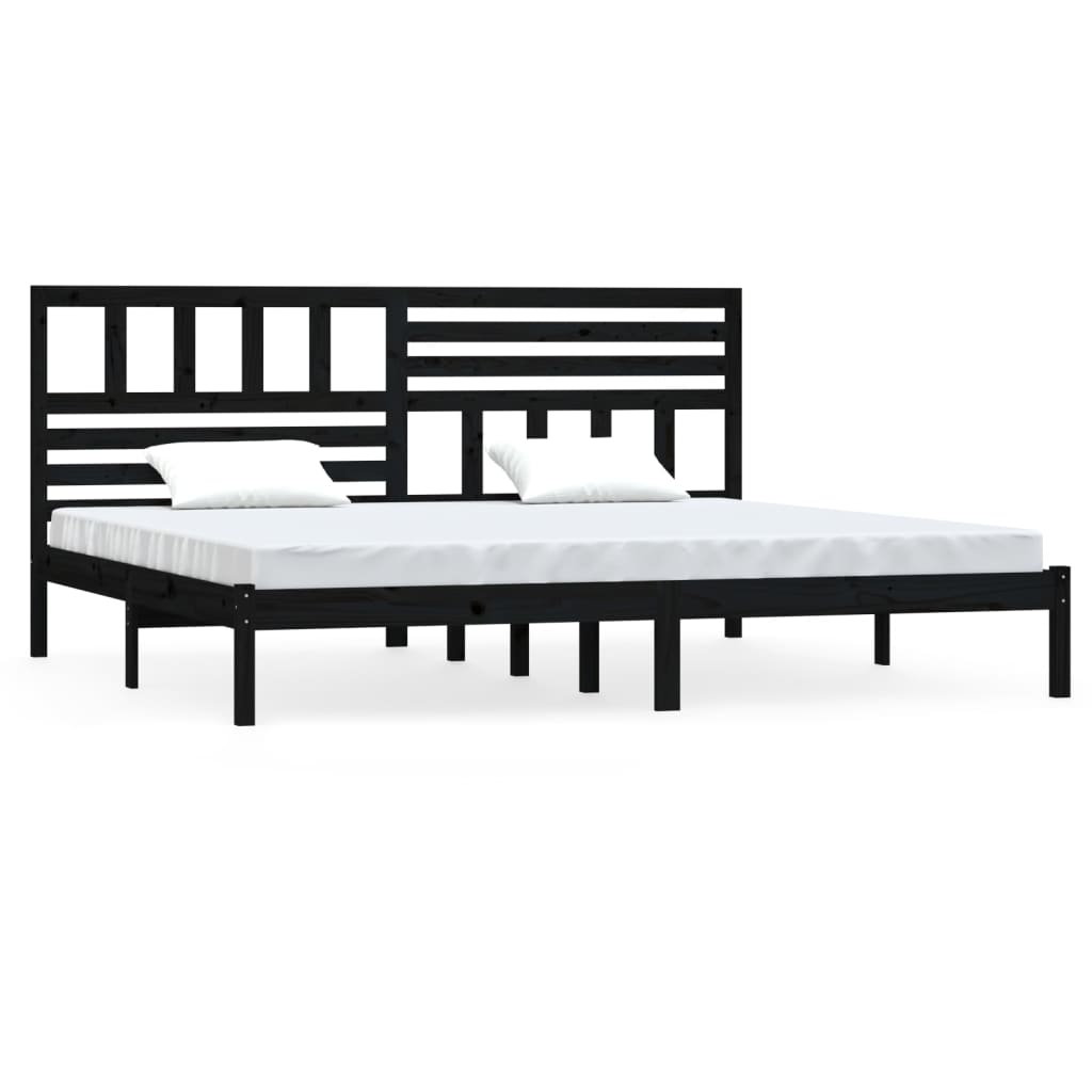 Cadre de lit sans matelas noir bois massif de pin 200x200 cm - XIOS