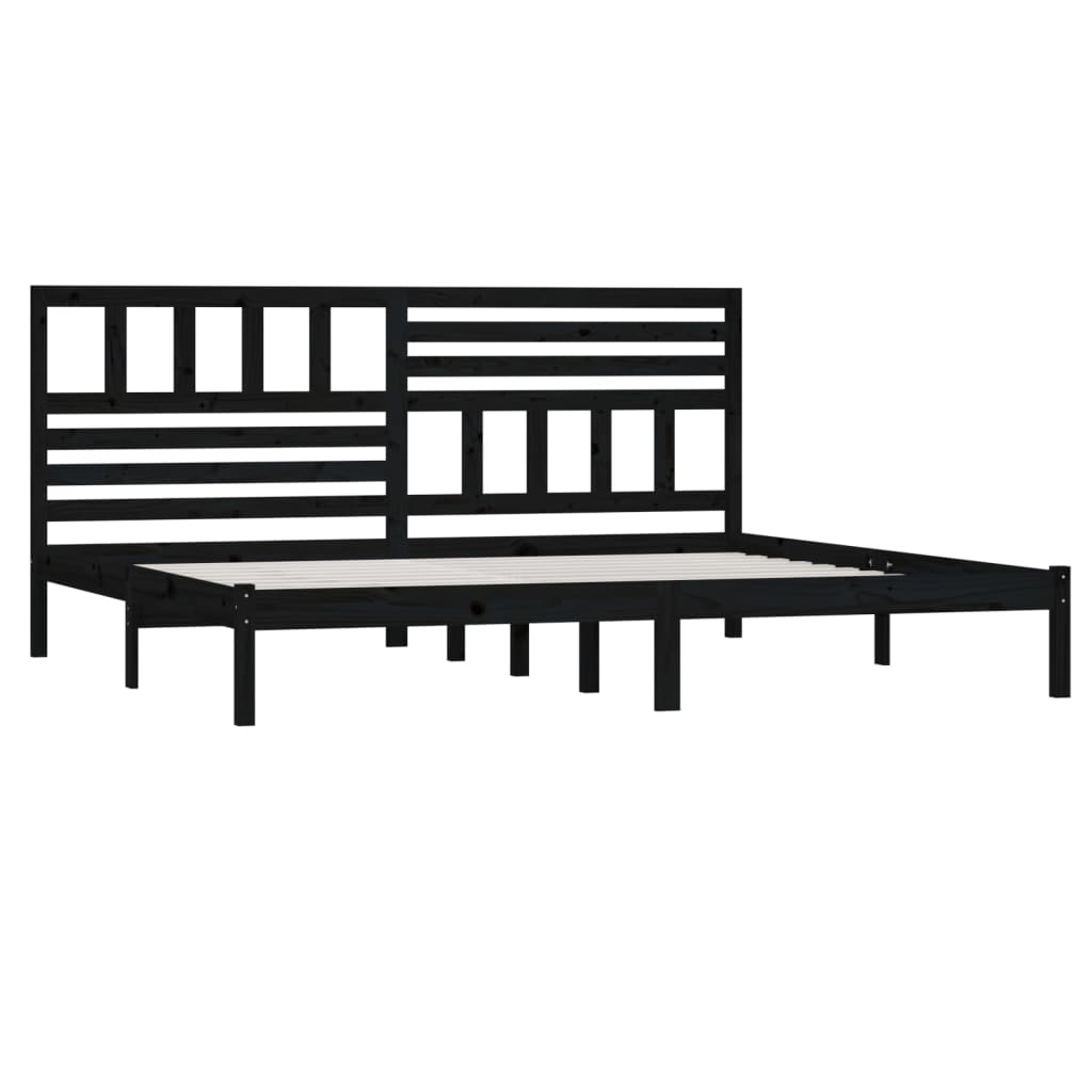 Cadre de lit sans matelas noir bois massif de pin 200x200 cm - XIOS