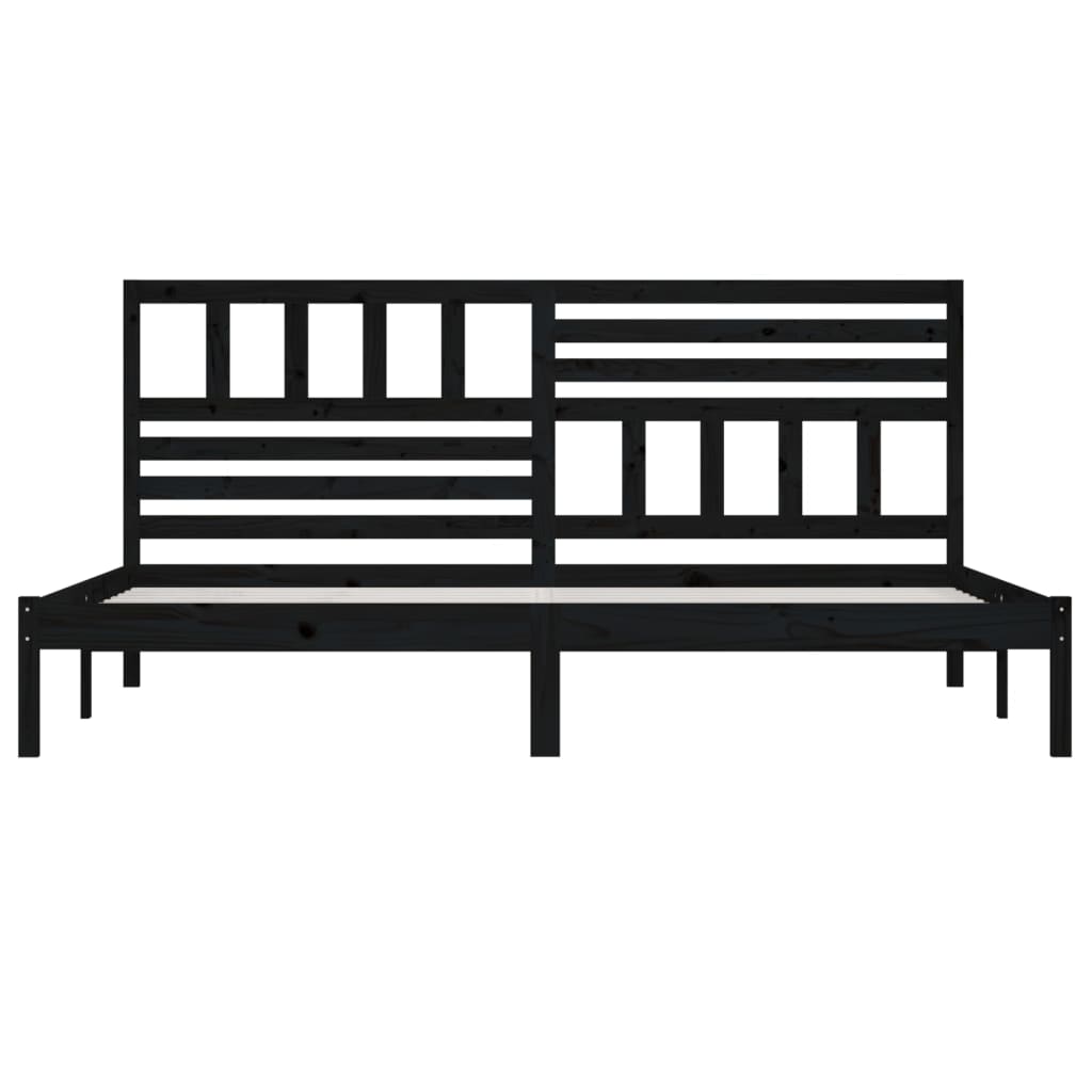 Cadre de lit sans matelas noir bois massif de pin 200x200 cm - XIOS