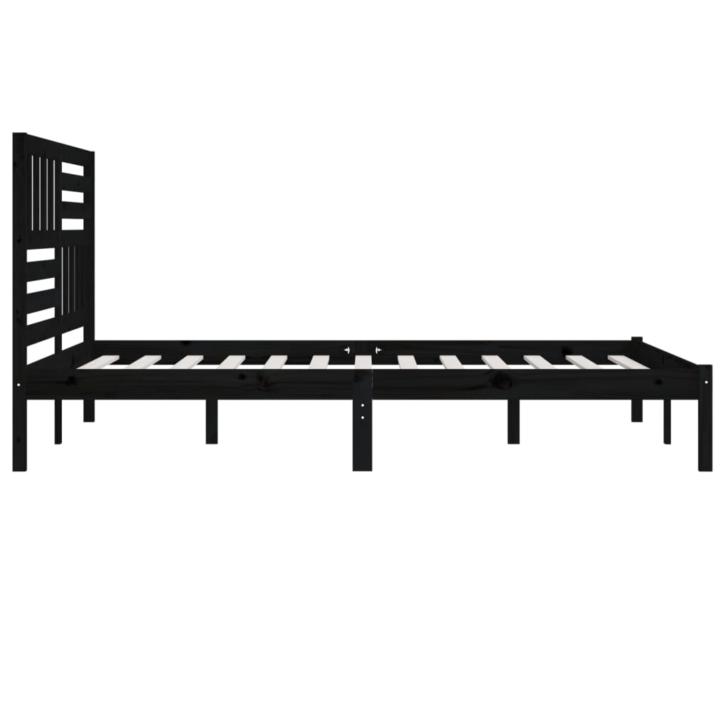 Cadre de lit sans matelas noir bois massif de pin 200x200 cm - XIOS