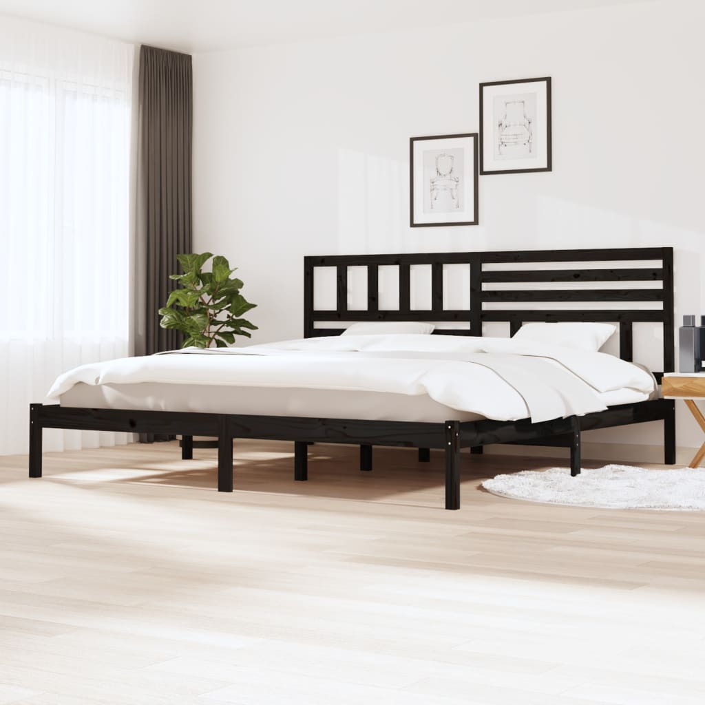 Cadre de lit sans matelas noir bois massif de pin 200x200 cm - XIOS