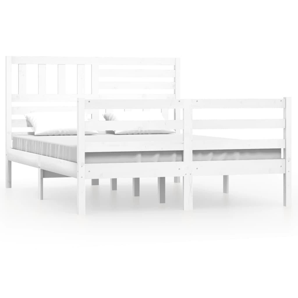 Cadre de lit sans matelas blanc 120x190 cm bois massif - XIOS
