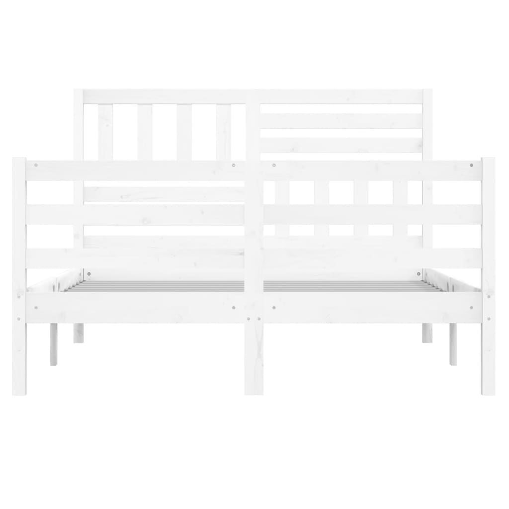 Cadre de lit sans matelas blanc bois massif 140x200 cm - XIOS