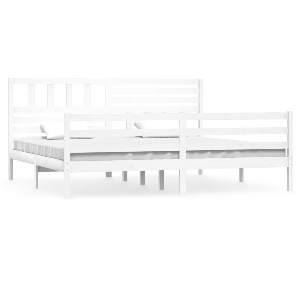 Cadre de lit sans matelas blanc 180x200 cm bois massif - XIOS