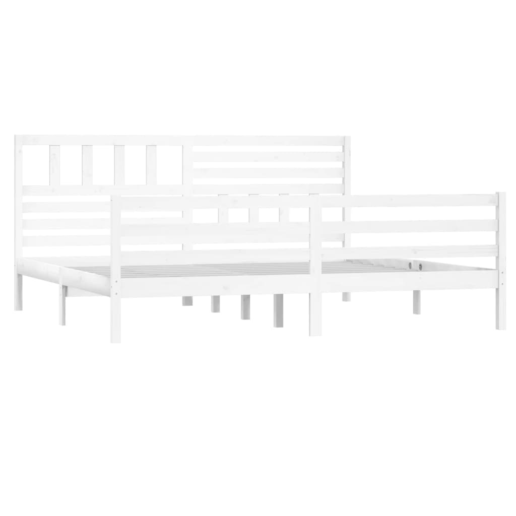 Cadre de lit sans matelas blanc 180x200 cm bois massif - XIOS