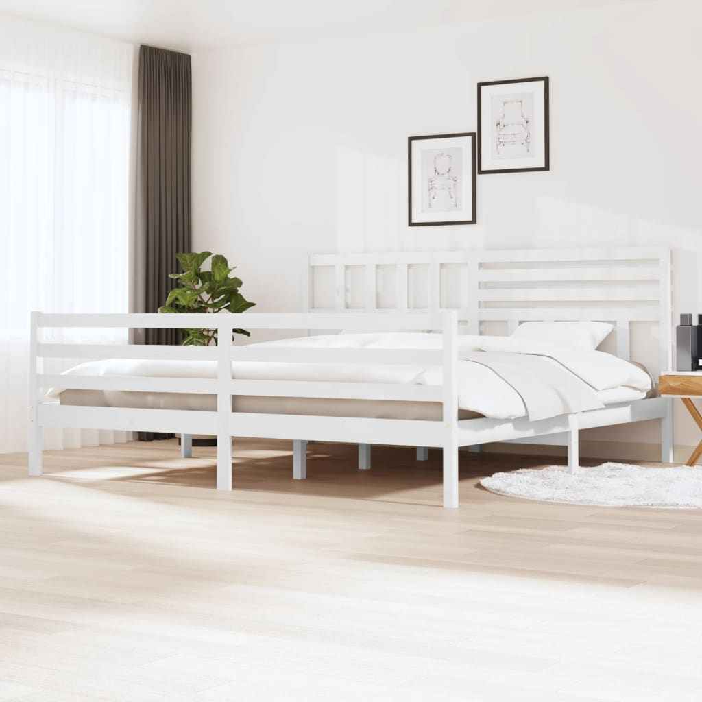 Cadre de lit sans matelas blanc 180x200 cm bois massif - XIOS