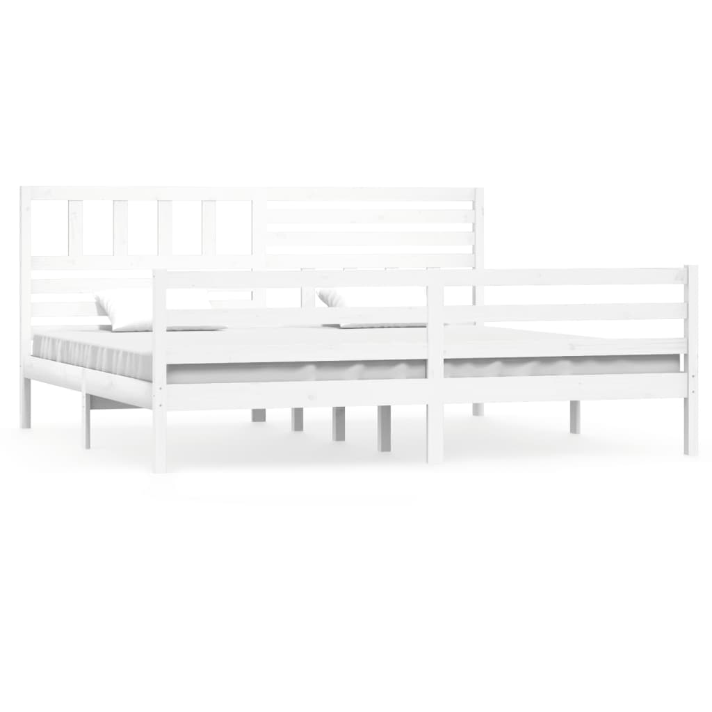 Cadre de lit sans matelas blanc bois massif 200x200 cm - XIOS
