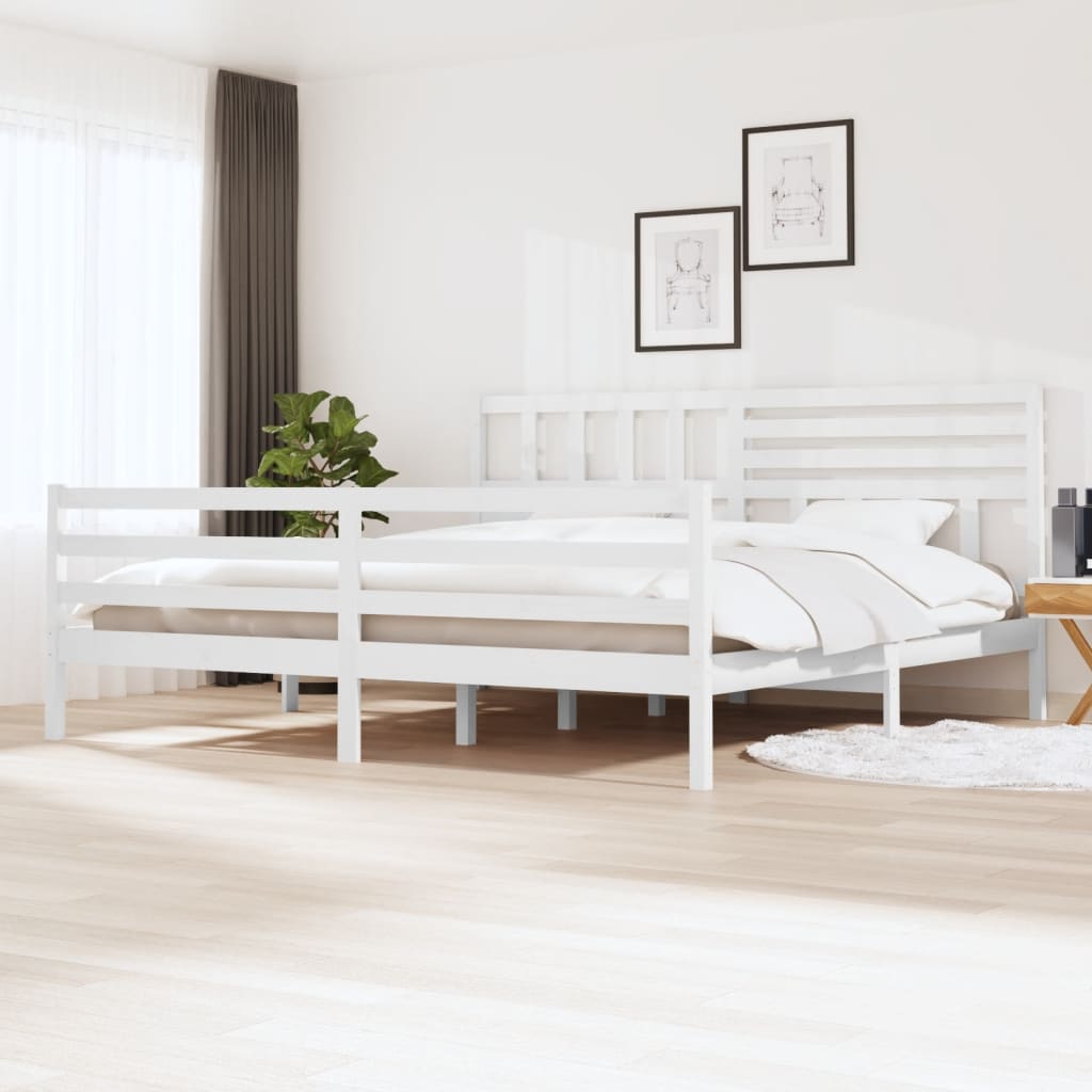 Cadre de lit sans matelas blanc bois massif 200x200 cm - XIOS