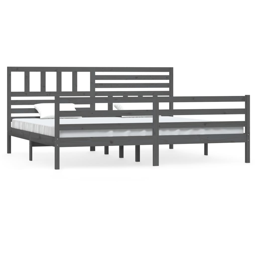 Cadre de lit sans matelas bois massif gris 200x200 cm - XIOS