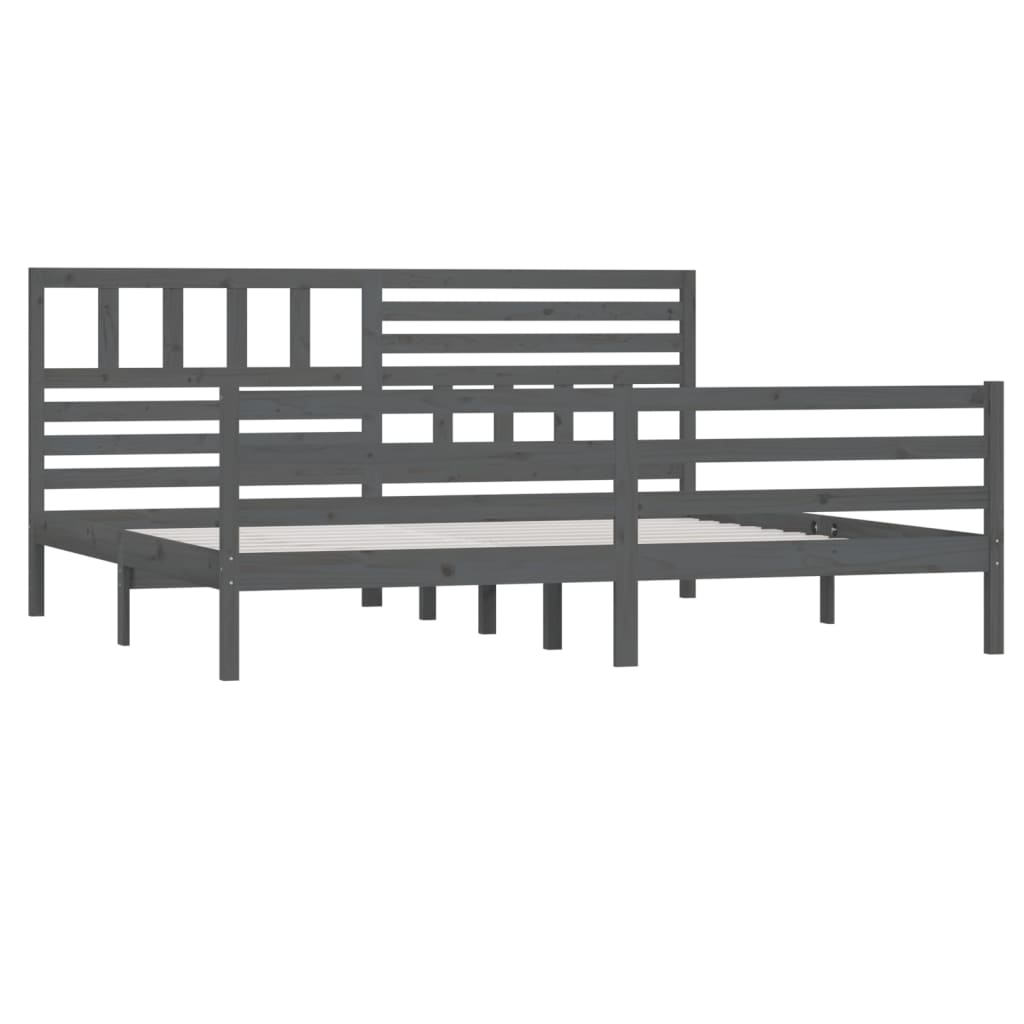 Cadre de lit sans matelas bois massif gris 200x200 cm - XIOS