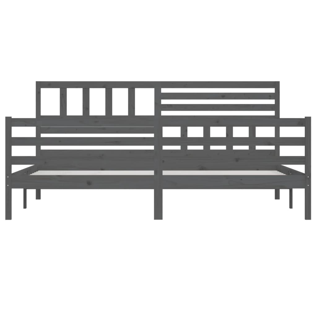 Cadre de lit sans matelas bois massif gris 200x200 cm - XIOS