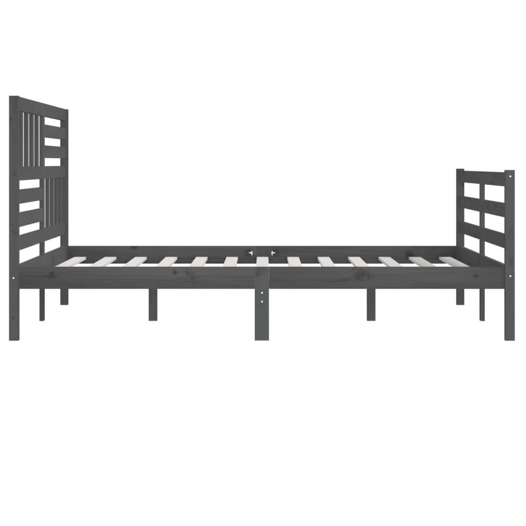 Cadre de lit sans matelas bois massif gris 200x200 cm - XIOS