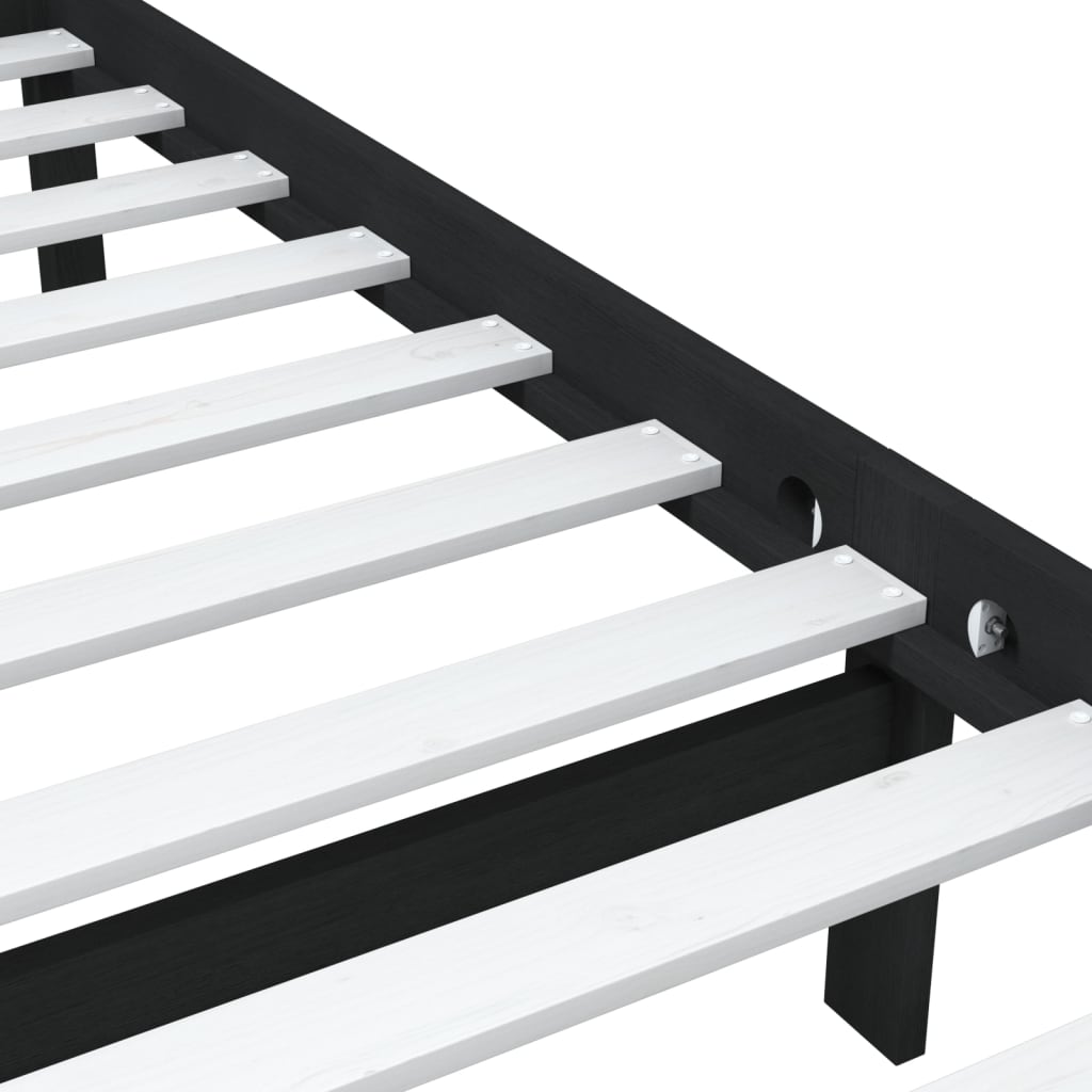 Cadre de lit sans matelas noir bois massif - XIOS