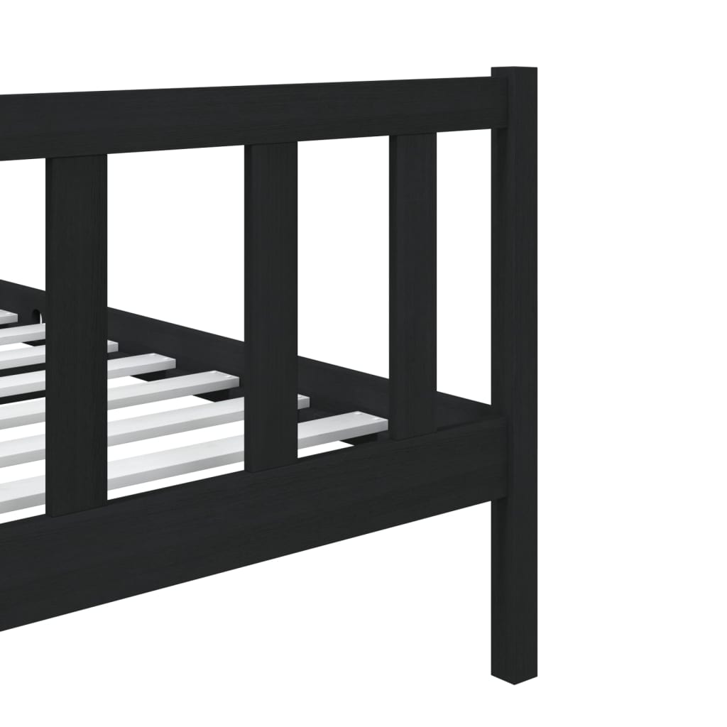 Cadre de lit sans matelas noir bois massif - XIOS