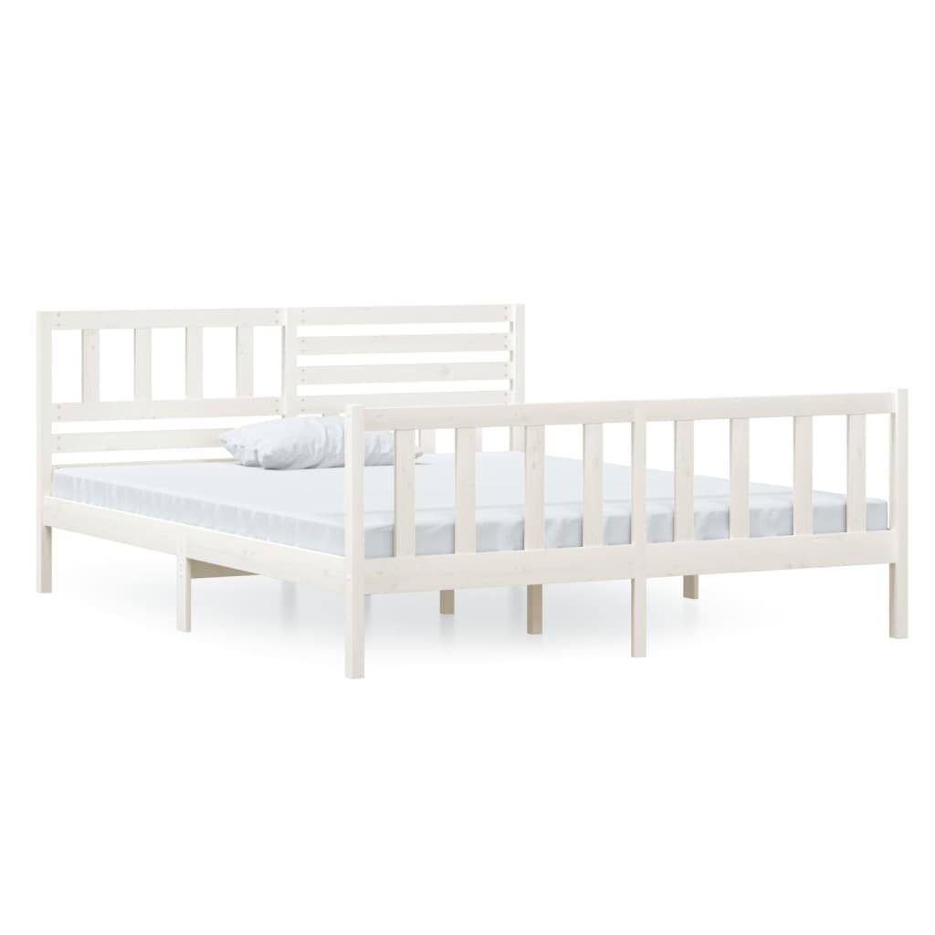 Cadre de lit sans matelas blanc bois massif 120x200 cm - XIOS