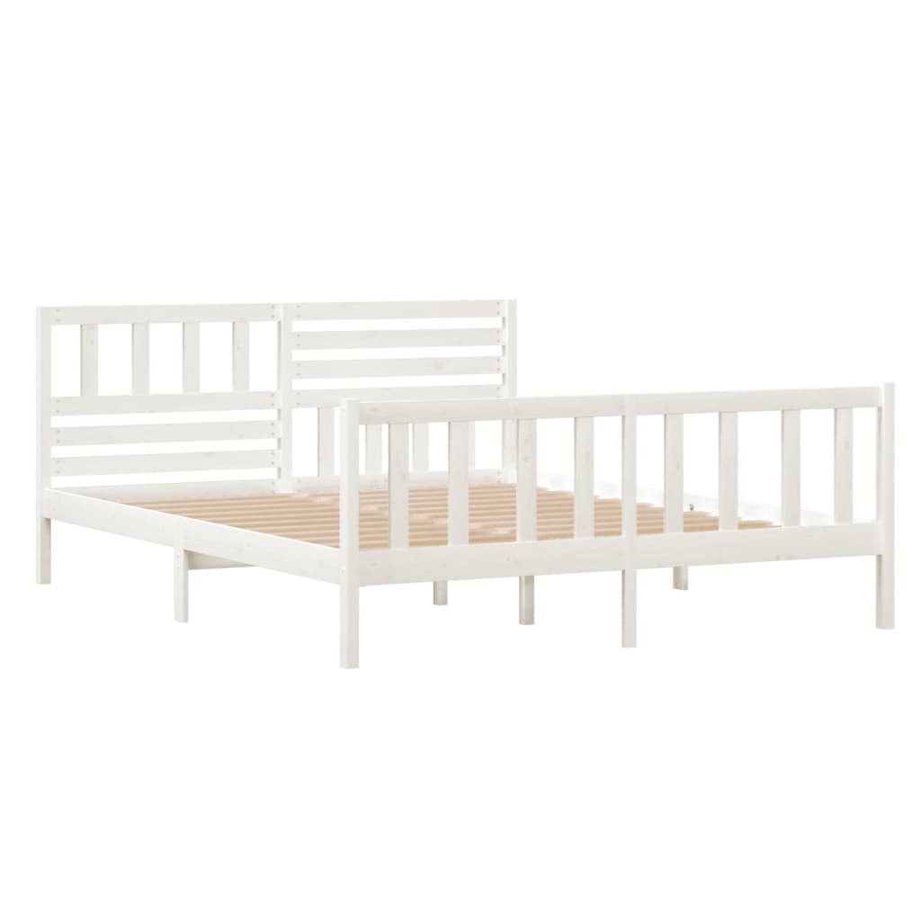 Cadre de lit sans matelas blanc bois massif 120x200 cm - XIOS