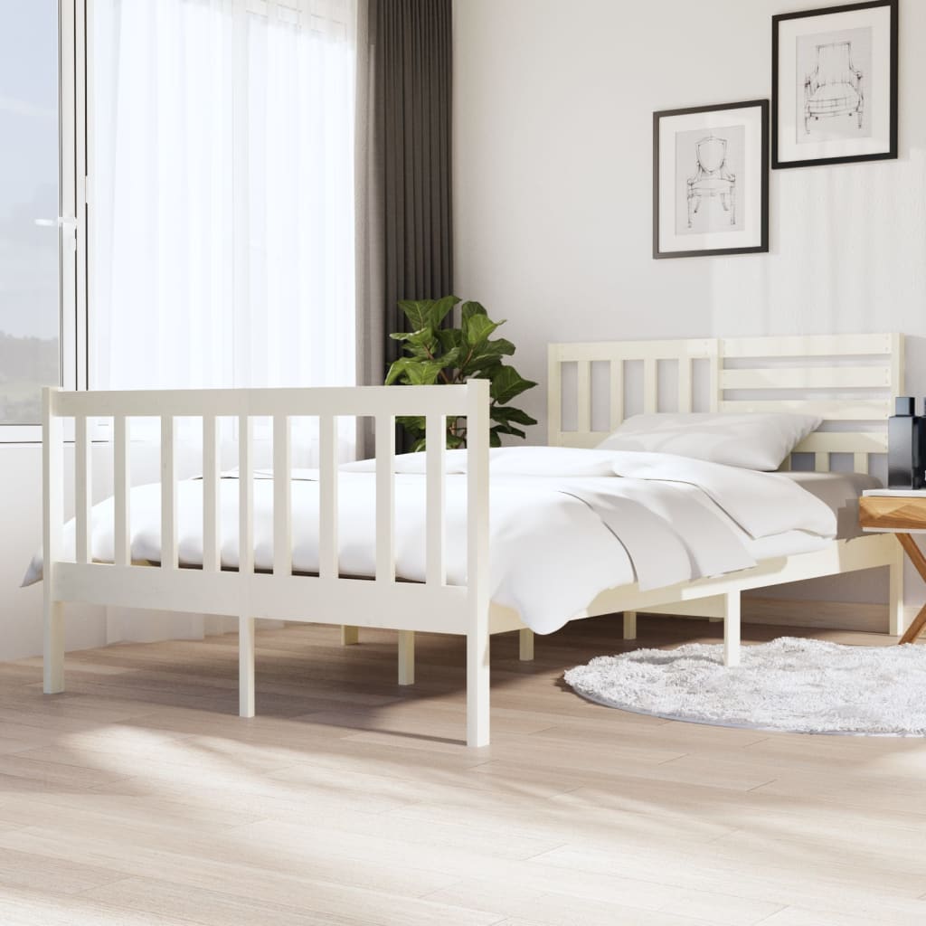 Cadre de lit sans matelas blanc bois massif 120x200 cm - XIOS