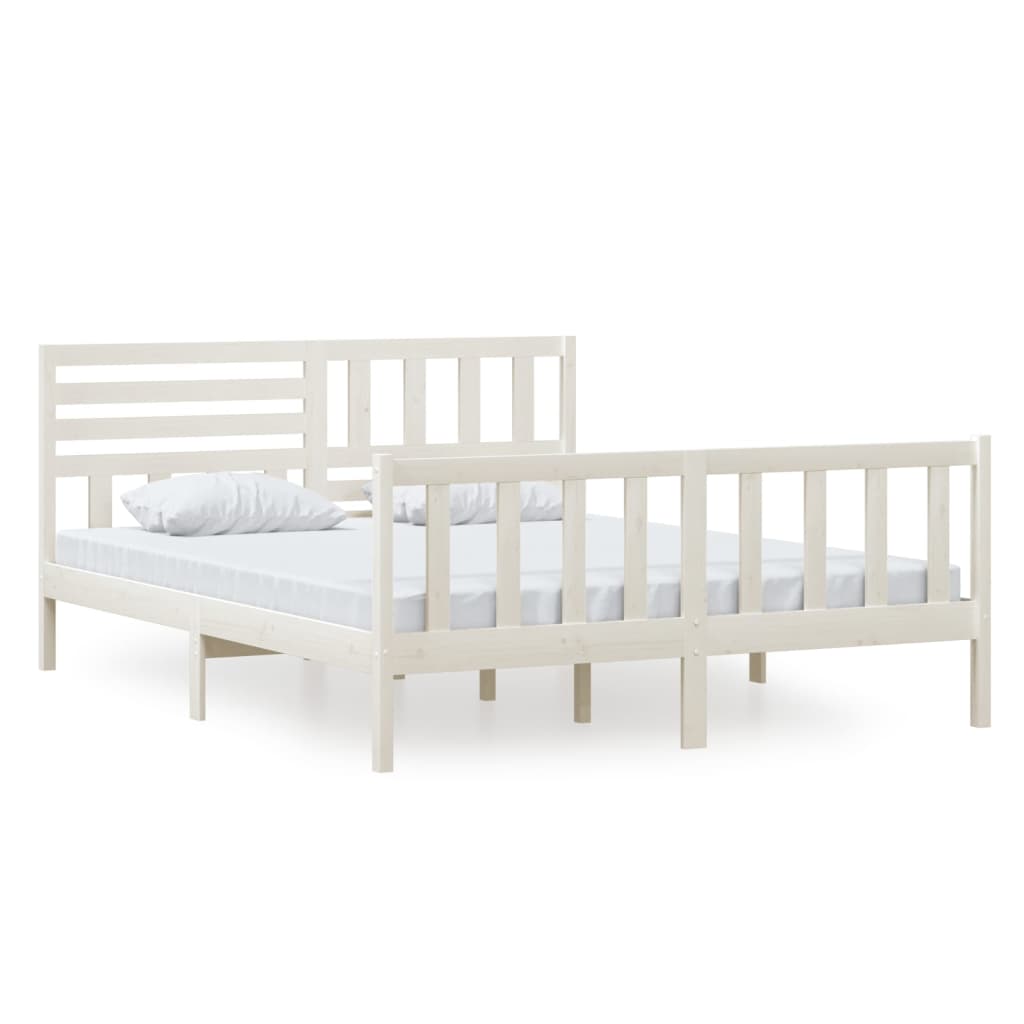 Cadre de lit sans matelas blanc bois massif 160x200 cm - XIOS