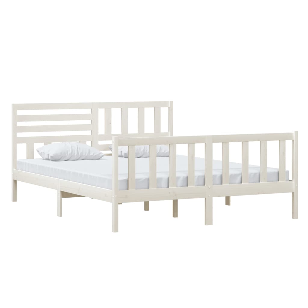 Cadre de lit sans matelas blanc bois massif 160x200 cm - XIOS