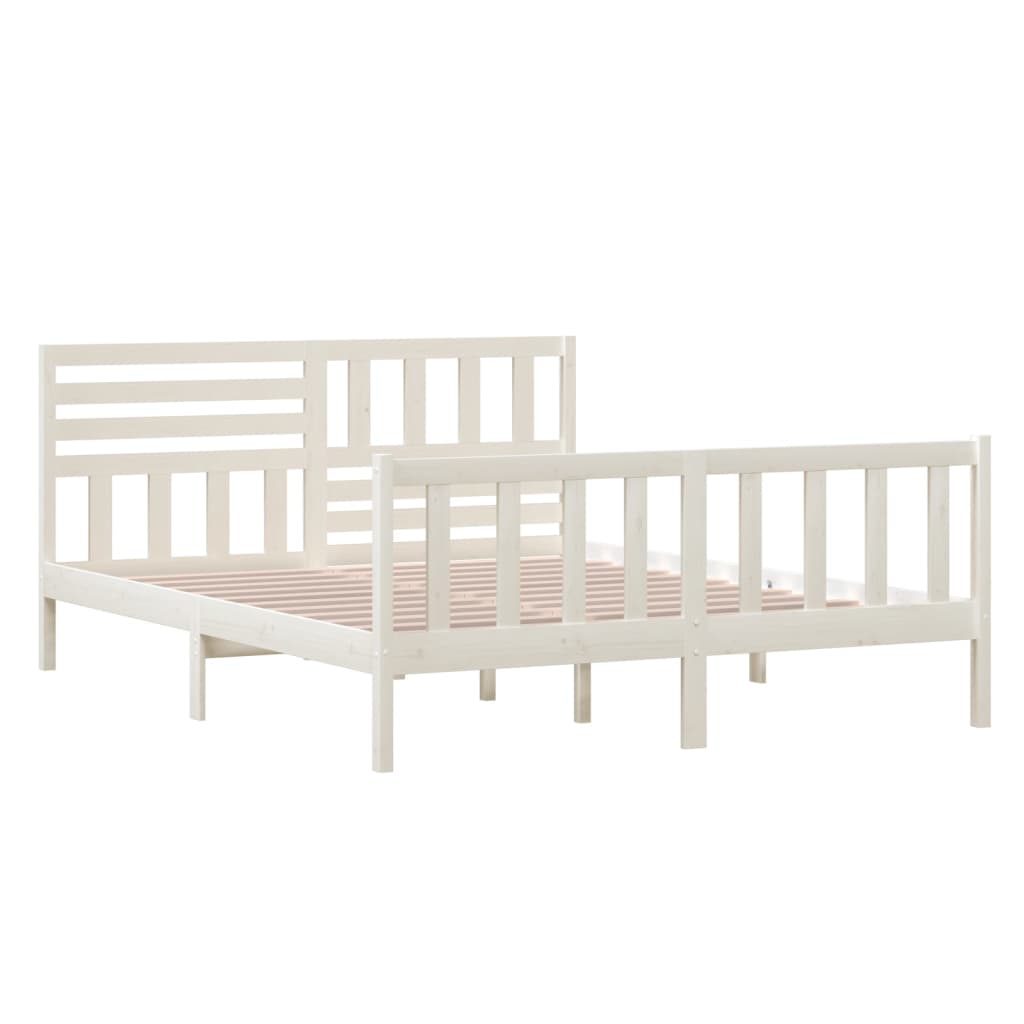 Cadre de lit sans matelas blanc bois massif 160x200 cm - XIOS