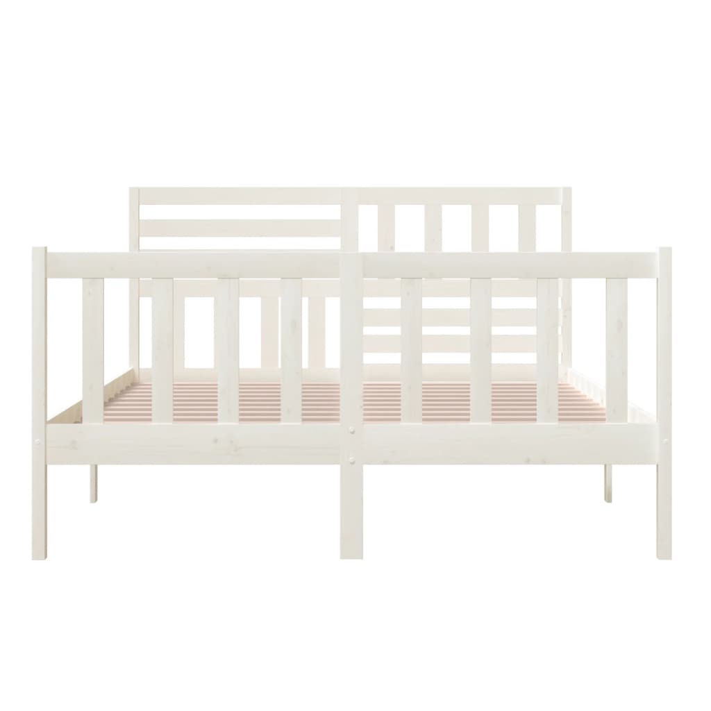 Cadre de lit sans matelas blanc bois massif 160x200 cm - XIOS