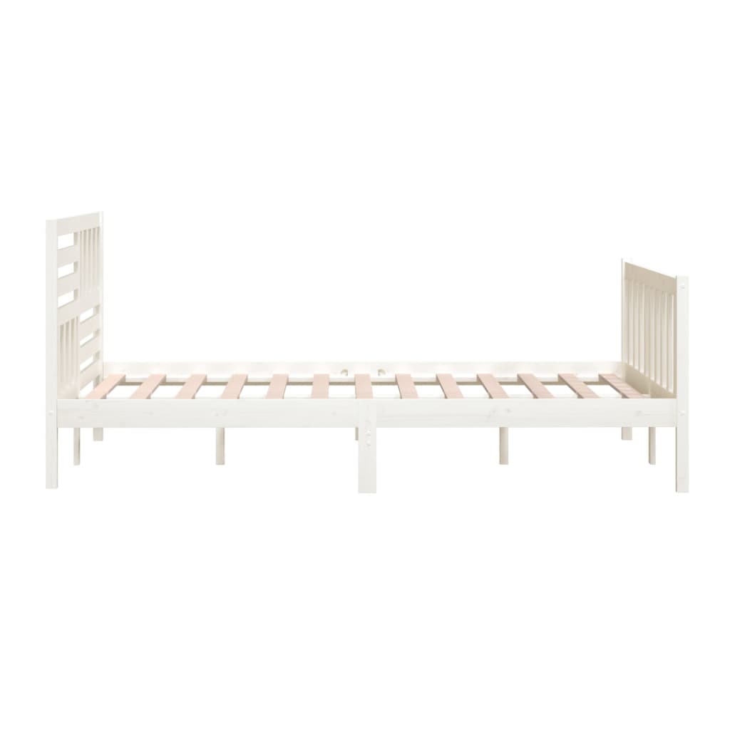 Cadre de lit sans matelas blanc bois massif 160x200 cm - XIOS