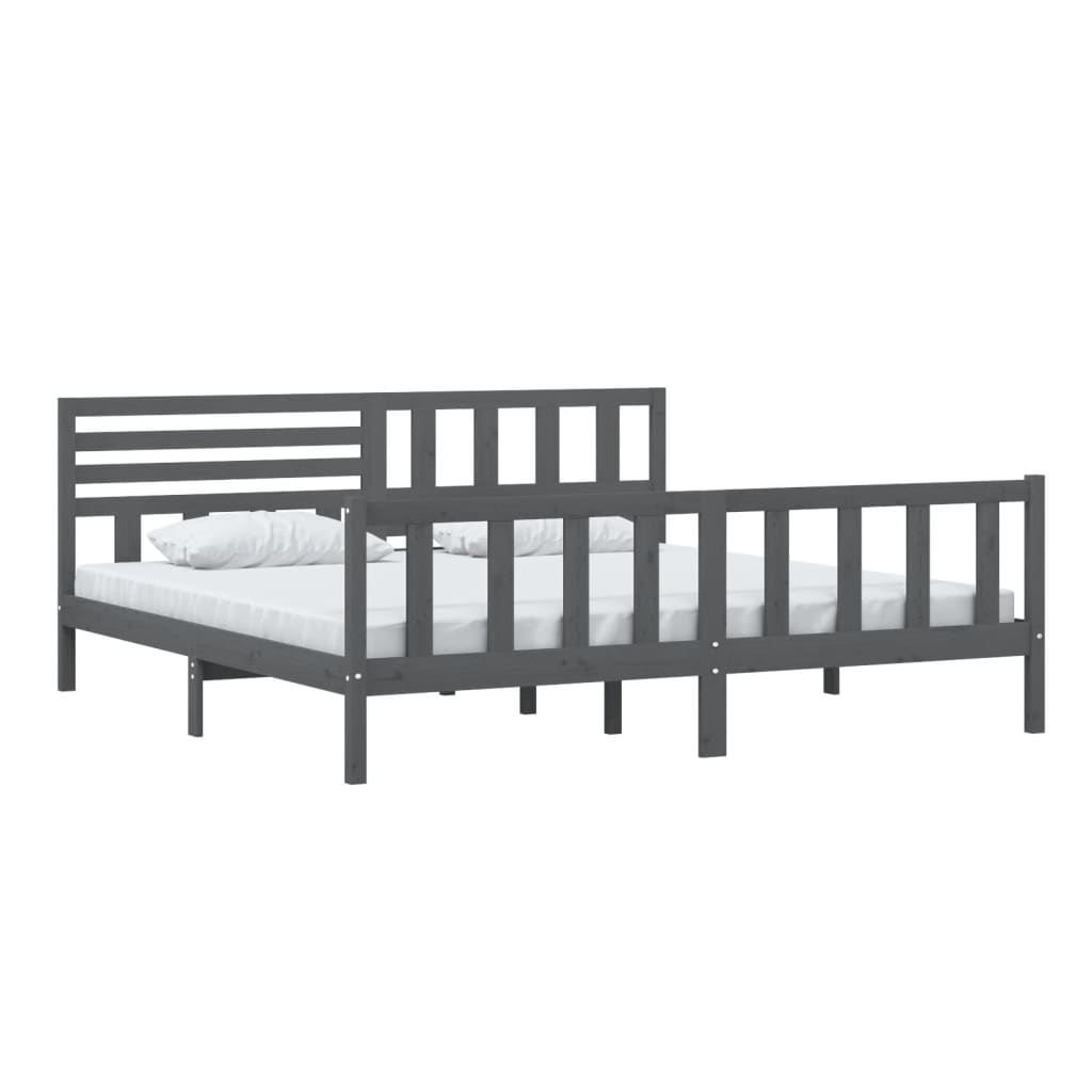 Cadre de lit sans matelas gris bois massif 200x200 cm - XIOS