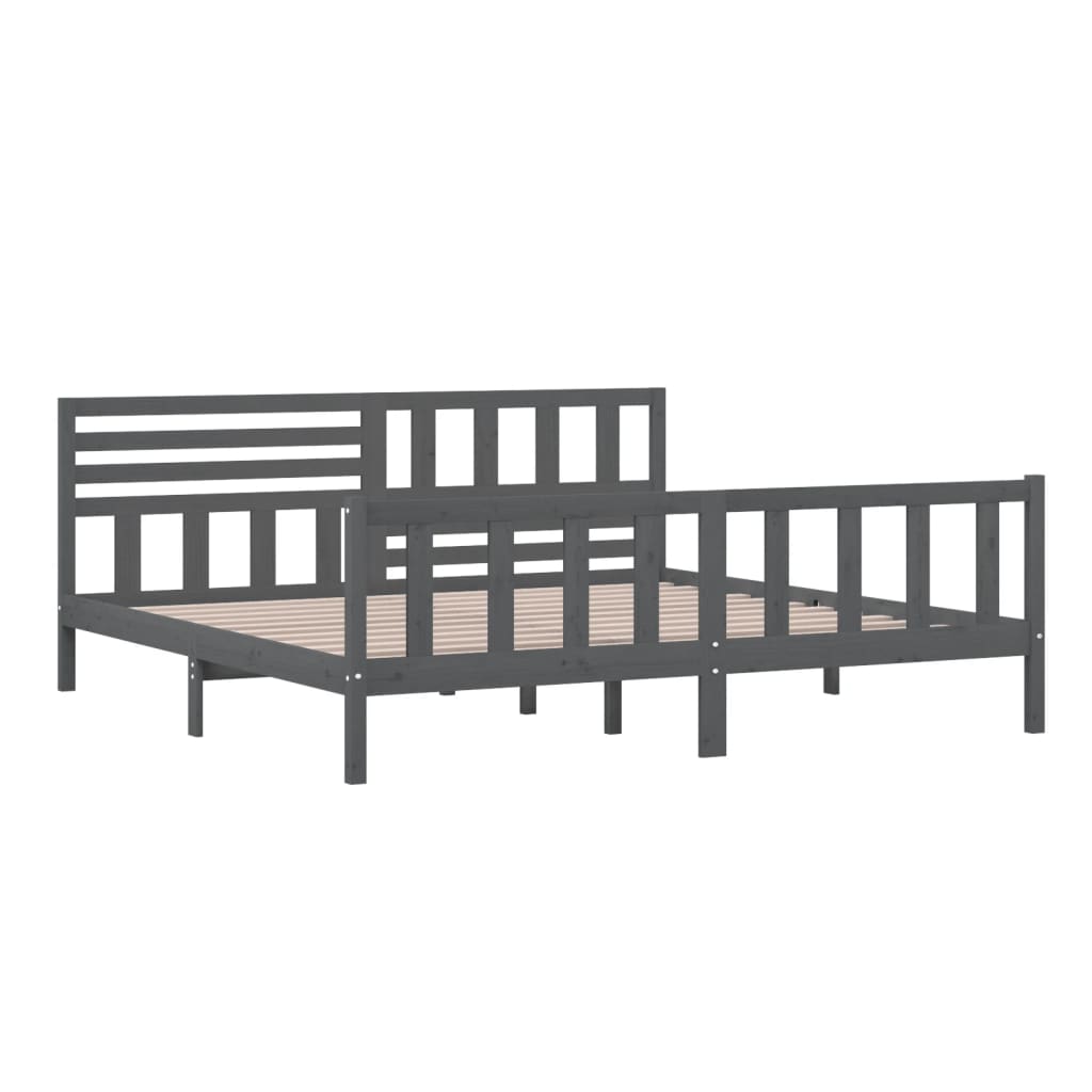Cadre de lit sans matelas gris bois massif 200x200 cm - XIOS