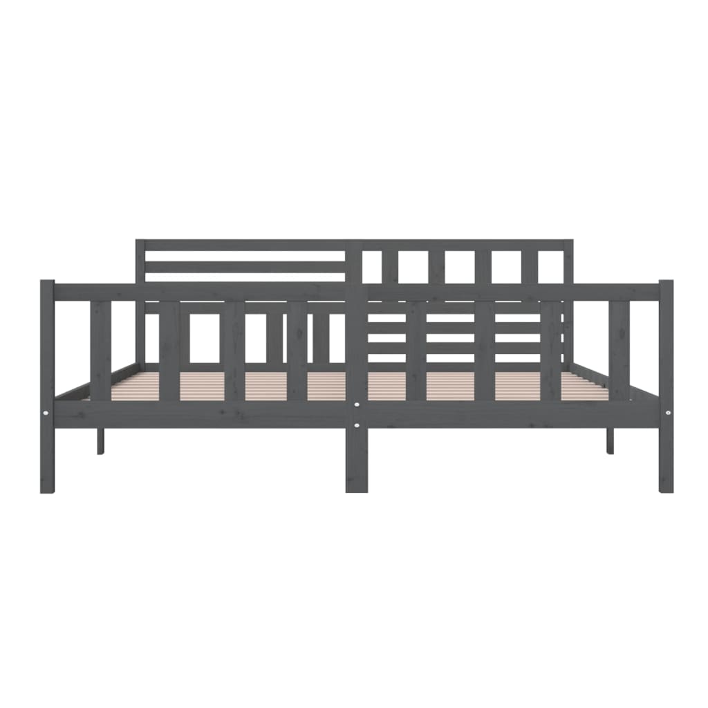 Cadre de lit sans matelas gris bois massif 200x200 cm - XIOS