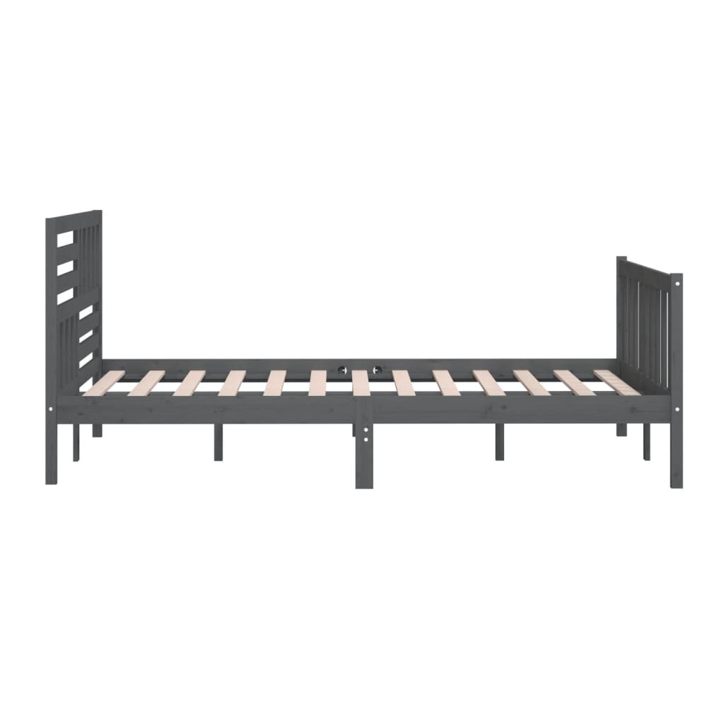 Cadre de lit sans matelas gris bois massif 200x200 cm - XIOS
