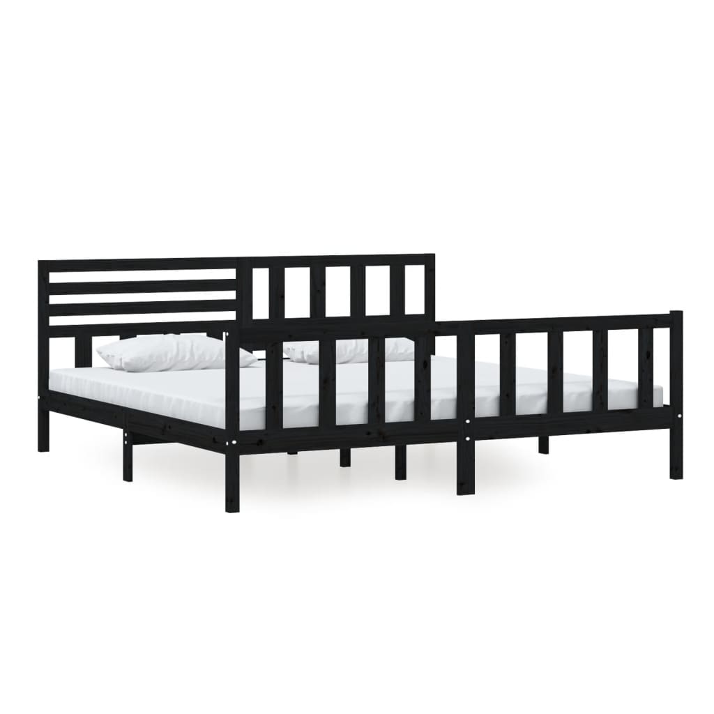Cadre de lit sans matelas noir bois massif 200x200 cm - XIOS