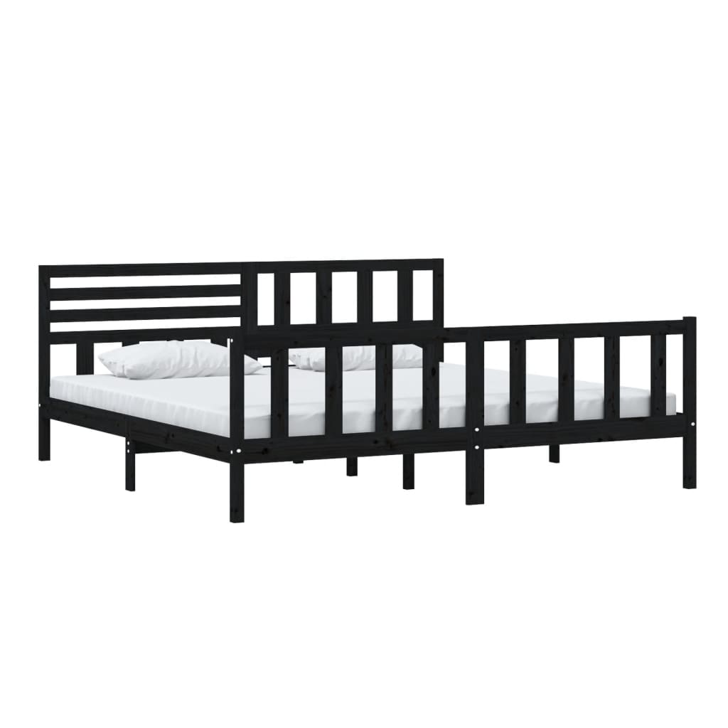 Cadre de lit sans matelas noir bois massif 200x200 cm - XIOS