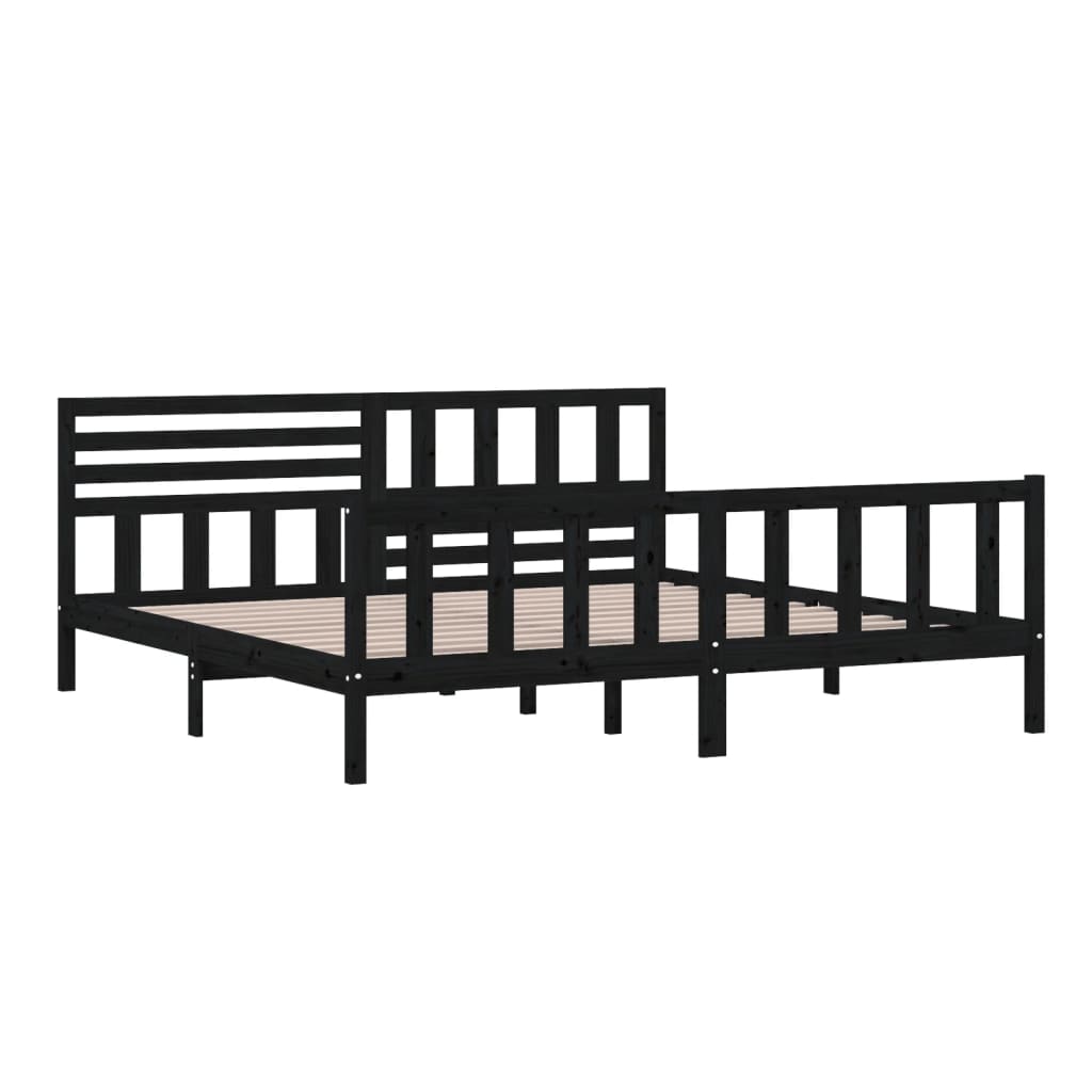 Cadre de lit sans matelas noir bois massif 200x200 cm - XIOS