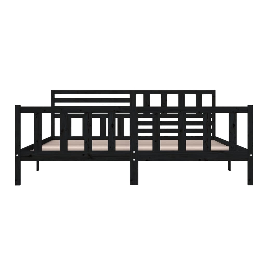 Cadre de lit sans matelas noir bois massif 200x200 cm - XIOS