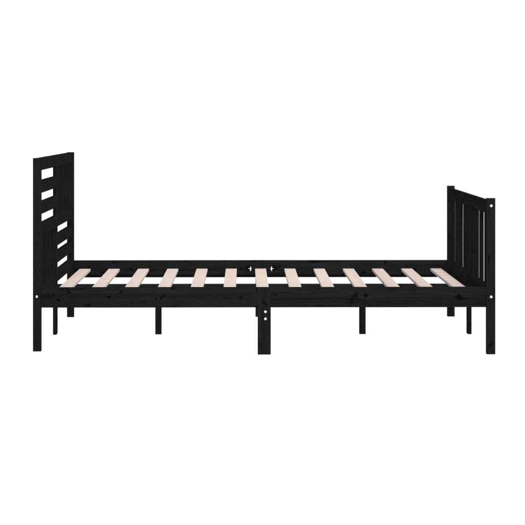 Cadre de lit sans matelas noir bois massif 200x200 cm - XIOS