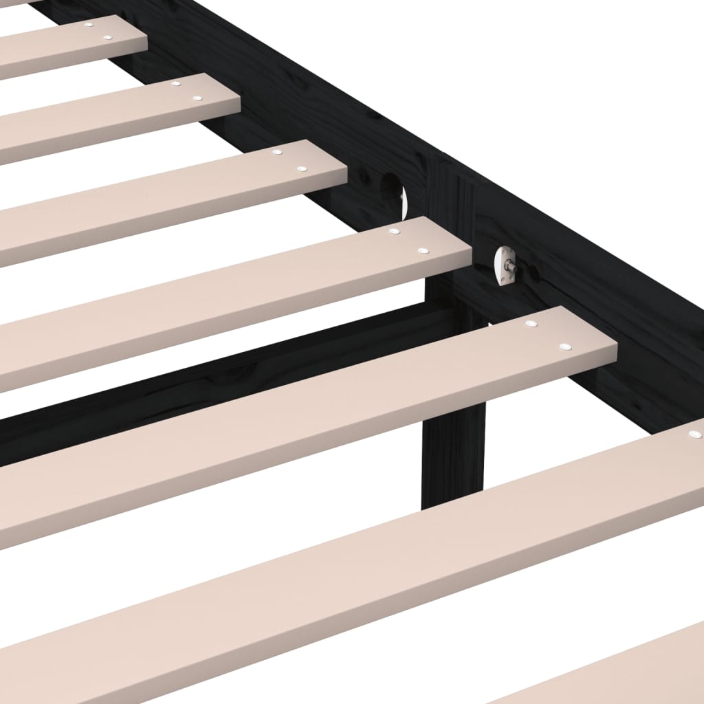 Cadre de lit sans matelas noir bois massif 200x200 cm - XIOS
