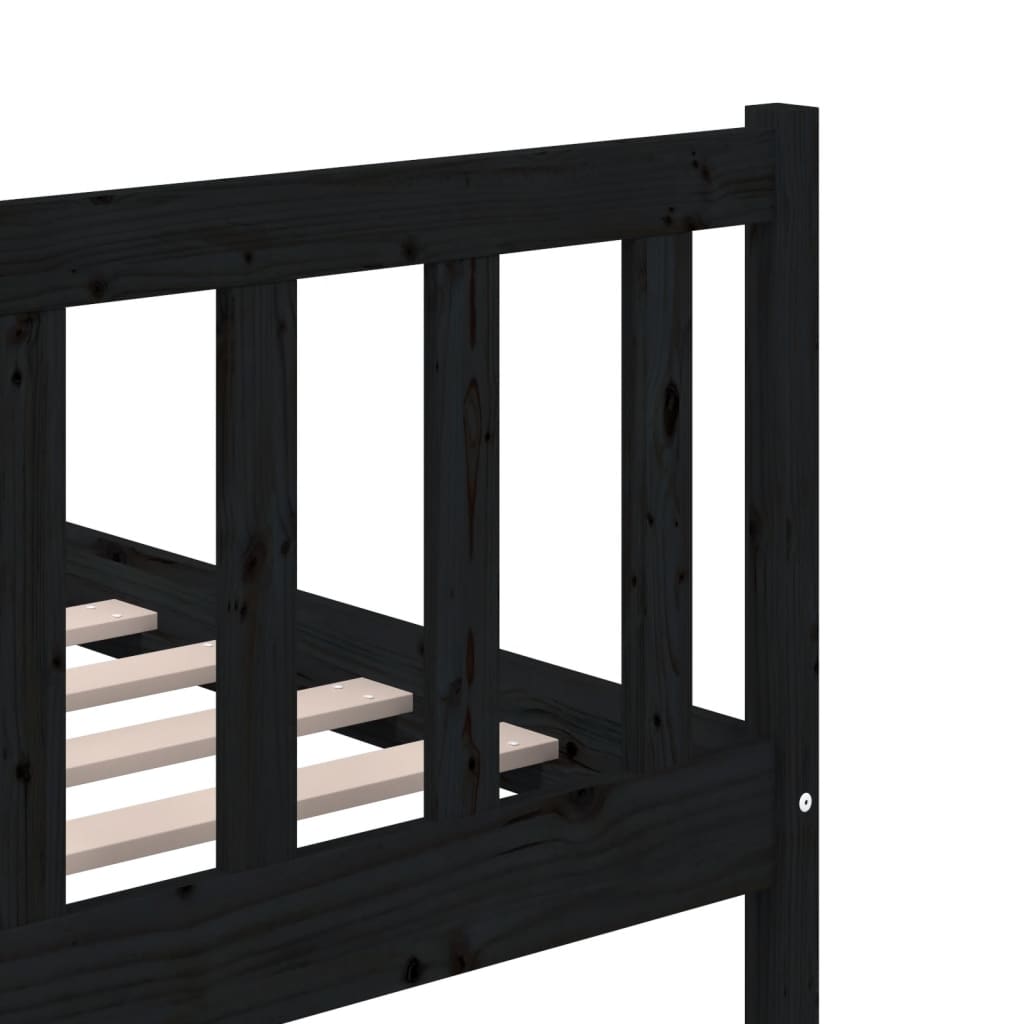 Cadre de lit sans matelas noir bois massif 200x200 cm - XIOS