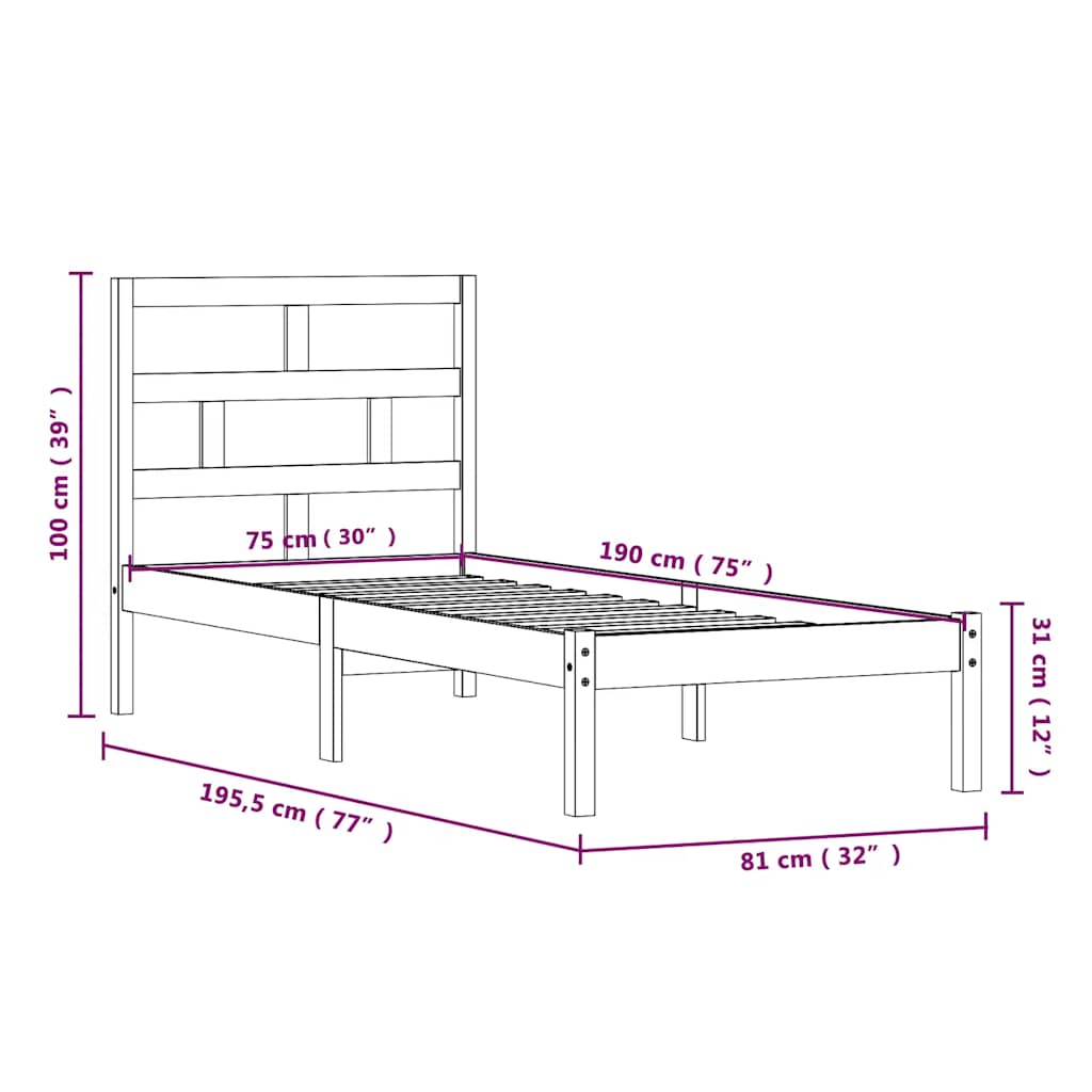 Cadre de lit sans matelas bois massif - XIOS