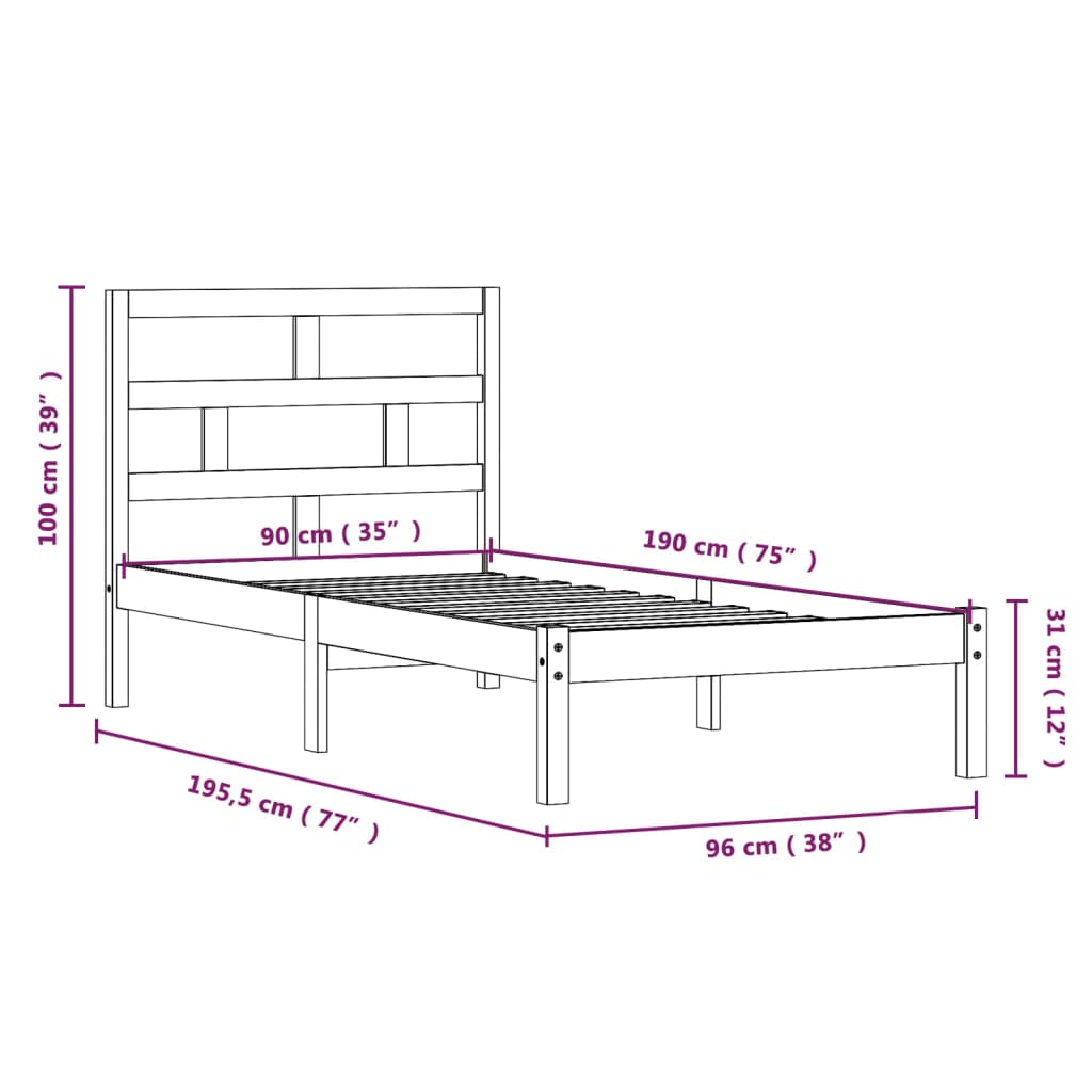 Cadre de lit sans matelas blanc bois massif - XIOS