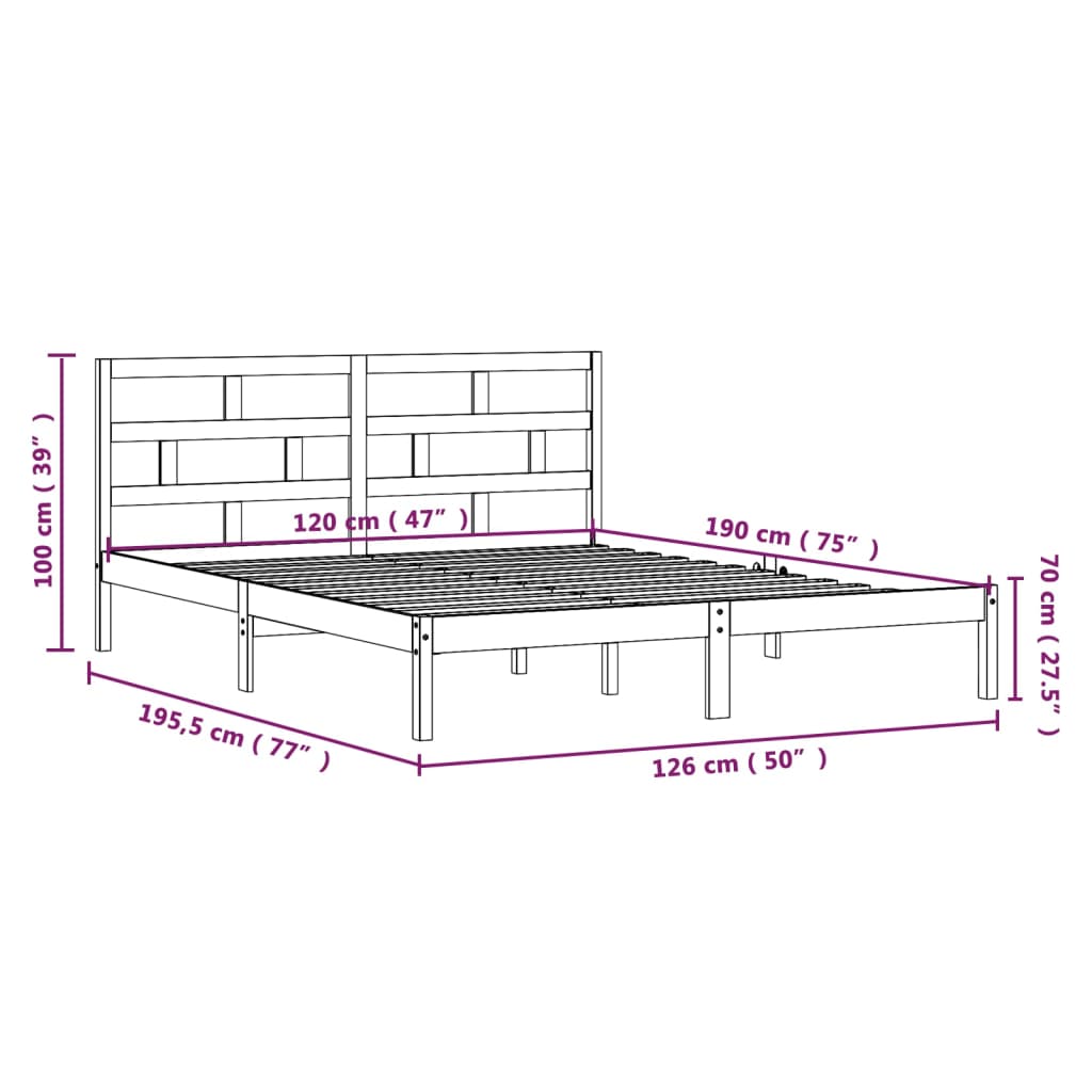 Cadre de lit sans matelas bois massif - XIOS