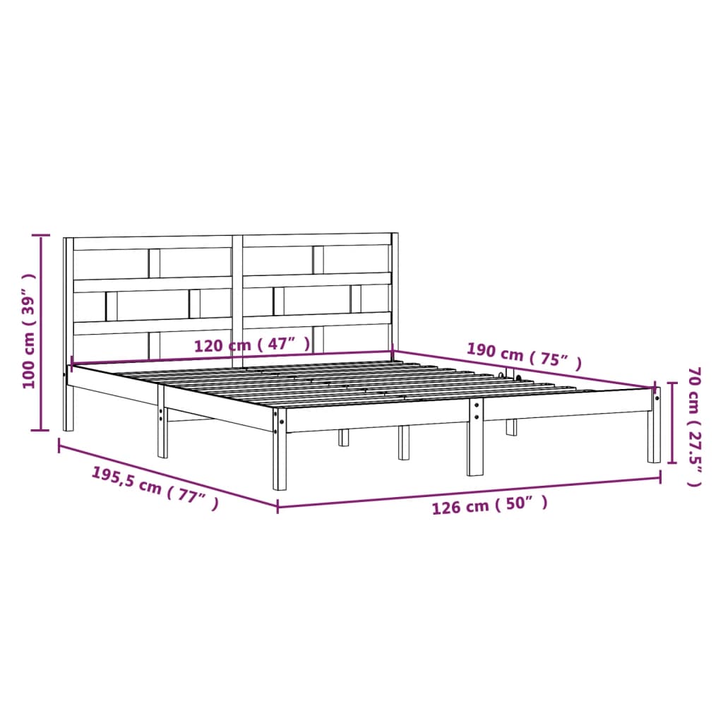 Cadre de lit sans matelas blanc bois massif - XIOS