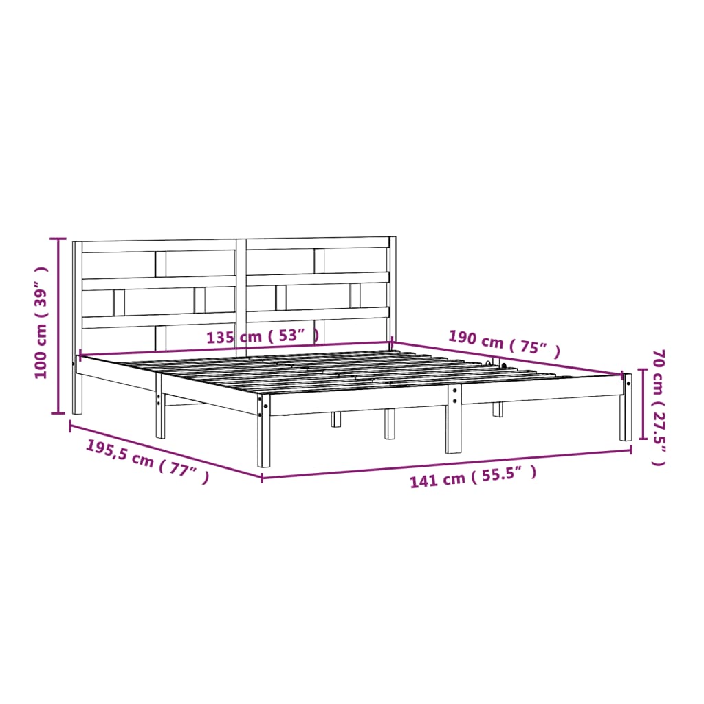 Cadre de lit sans matelas blanc bois massif - XIOS