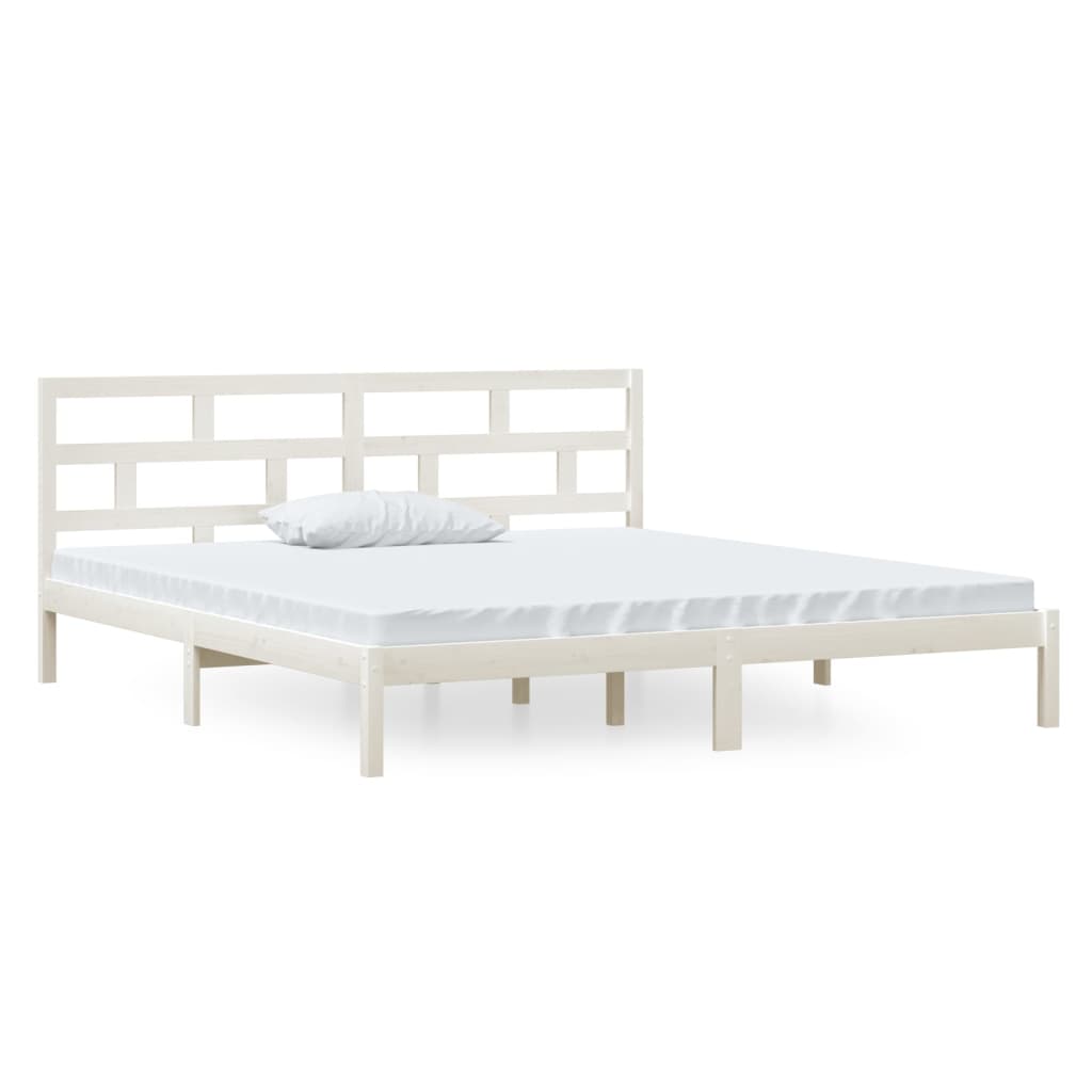 Cadre de lit sans matelas blanc bois massif 140x190 cm - XIOS