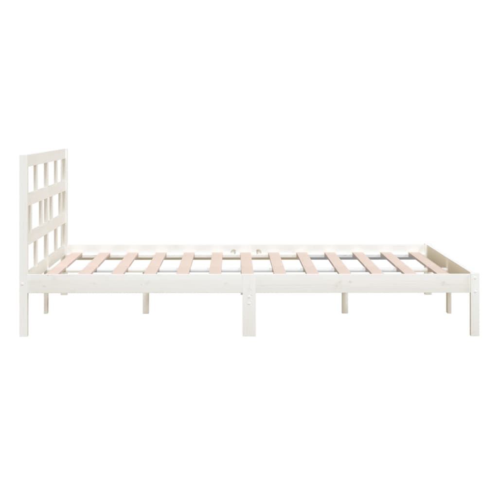 Cadre de lit sans matelas blanc bois massif 140x190 cm - XIOS