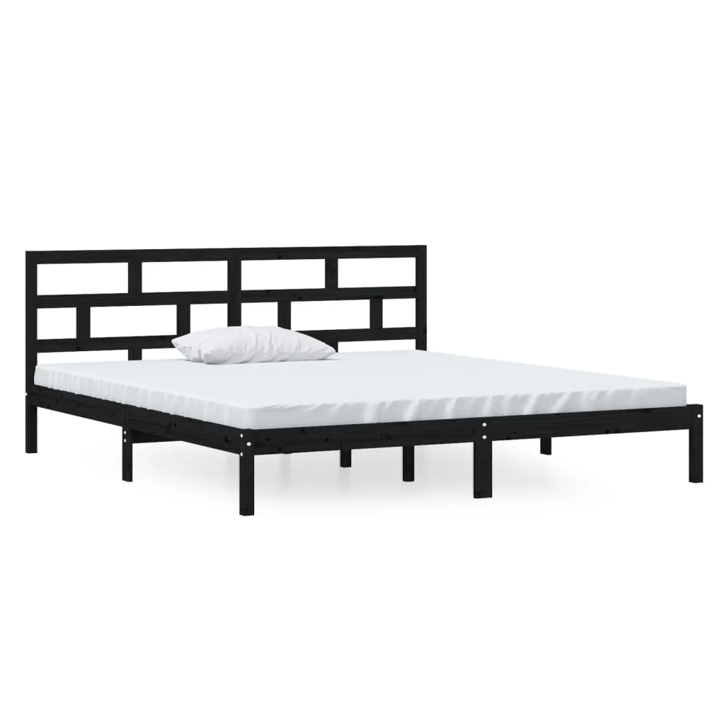 Cadre de lit sans matelas noir bois massif 140x190 cm - XIOS