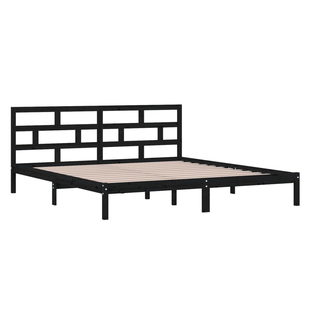 Cadre de lit sans matelas noir bois massif 140x190 cm - XIOS