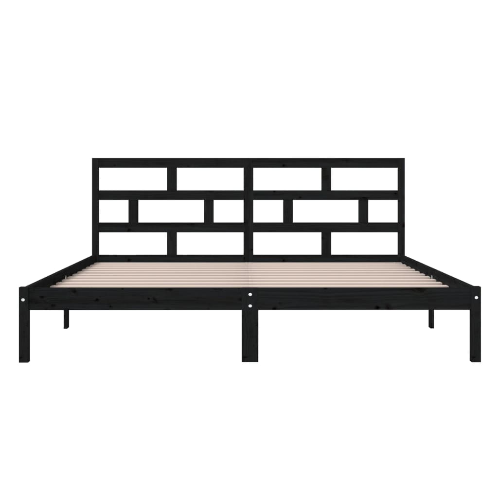 Cadre de lit sans matelas noir bois massif 140x190 cm - XIOS