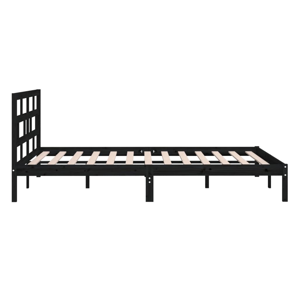 Cadre de lit sans matelas noir bois massif 140x190 cm - XIOS