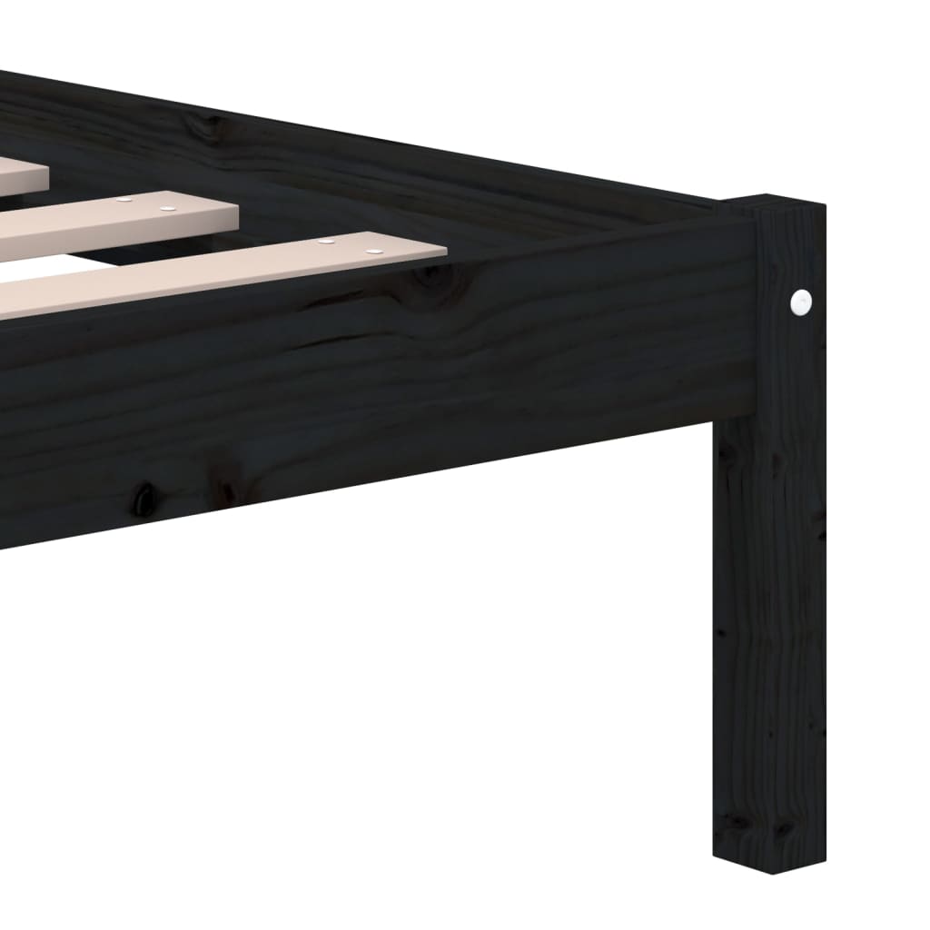Cadre de lit sans matelas noir bois massif 140x190 cm - XIOS
